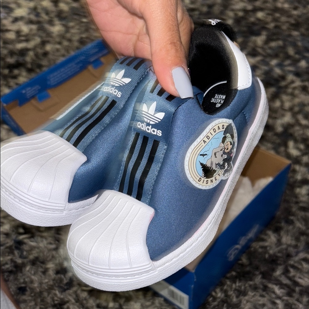 Adidas Blue and White Slip-On Sneakers
